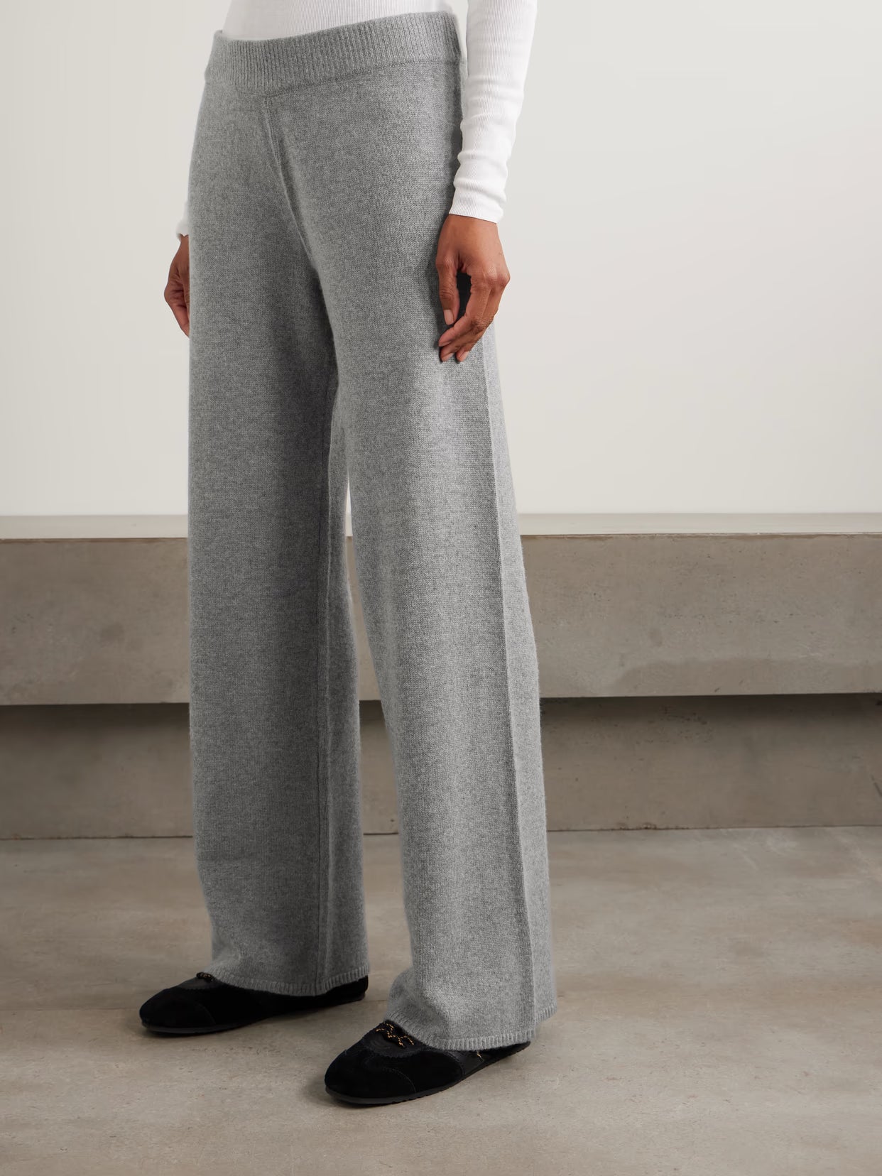 SKIMS - Cashmere Wide-leg Pants - Dark Heather Gray