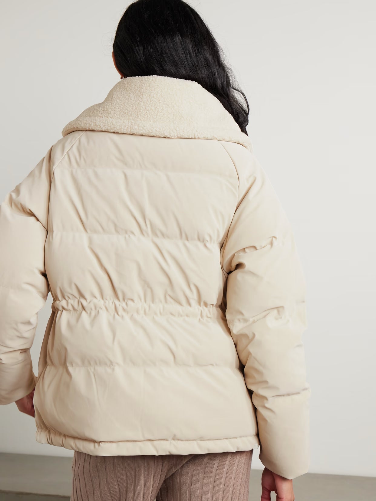 Varley - Roseville Faux Shearling-trimmed Faux Nubuck Down Jacket - Cream