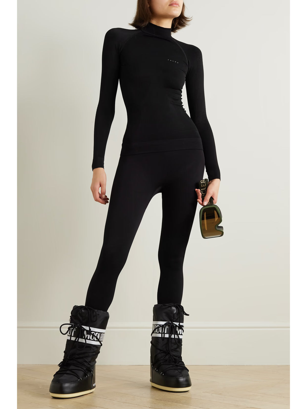 FALKE Ergonomic Sport System - Maximum Warm Stretch-jersey Turtleneck Top - Black