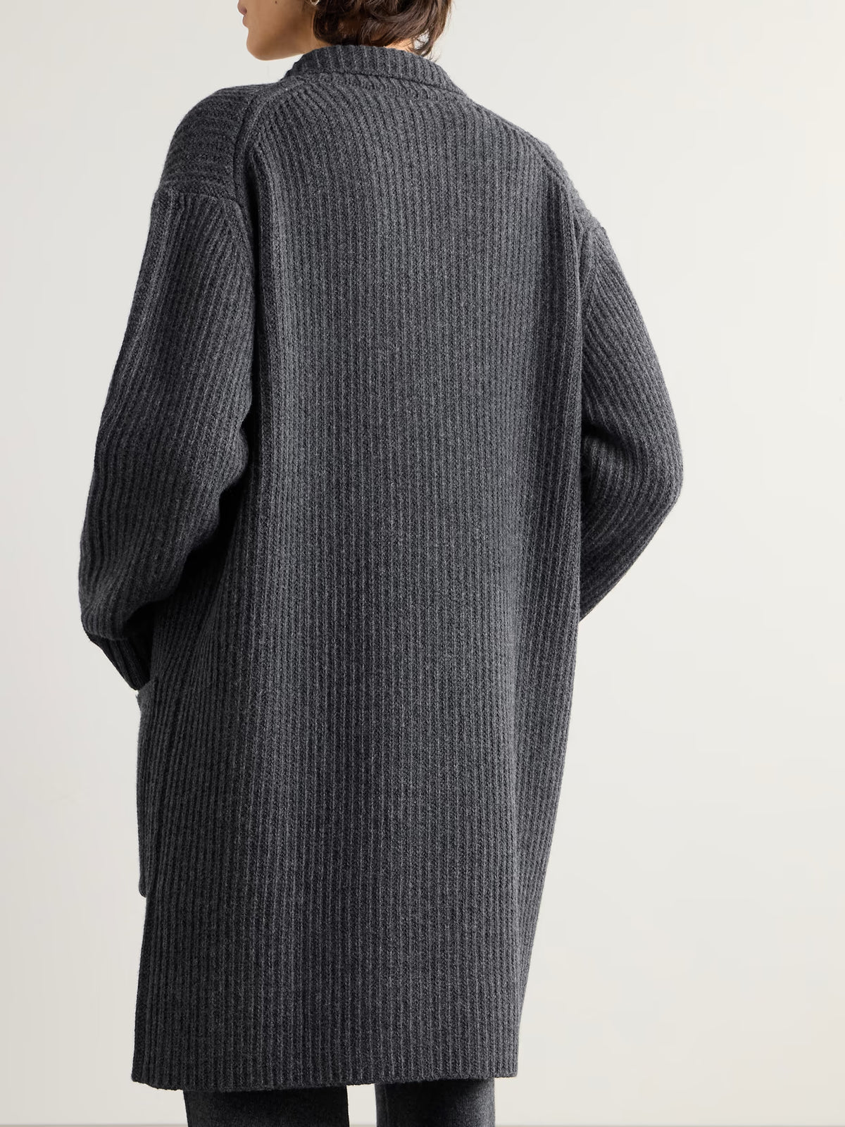 FALKE Ergonomic Sport System - Double-breasted Ribbed Wool Cardigan - Gray