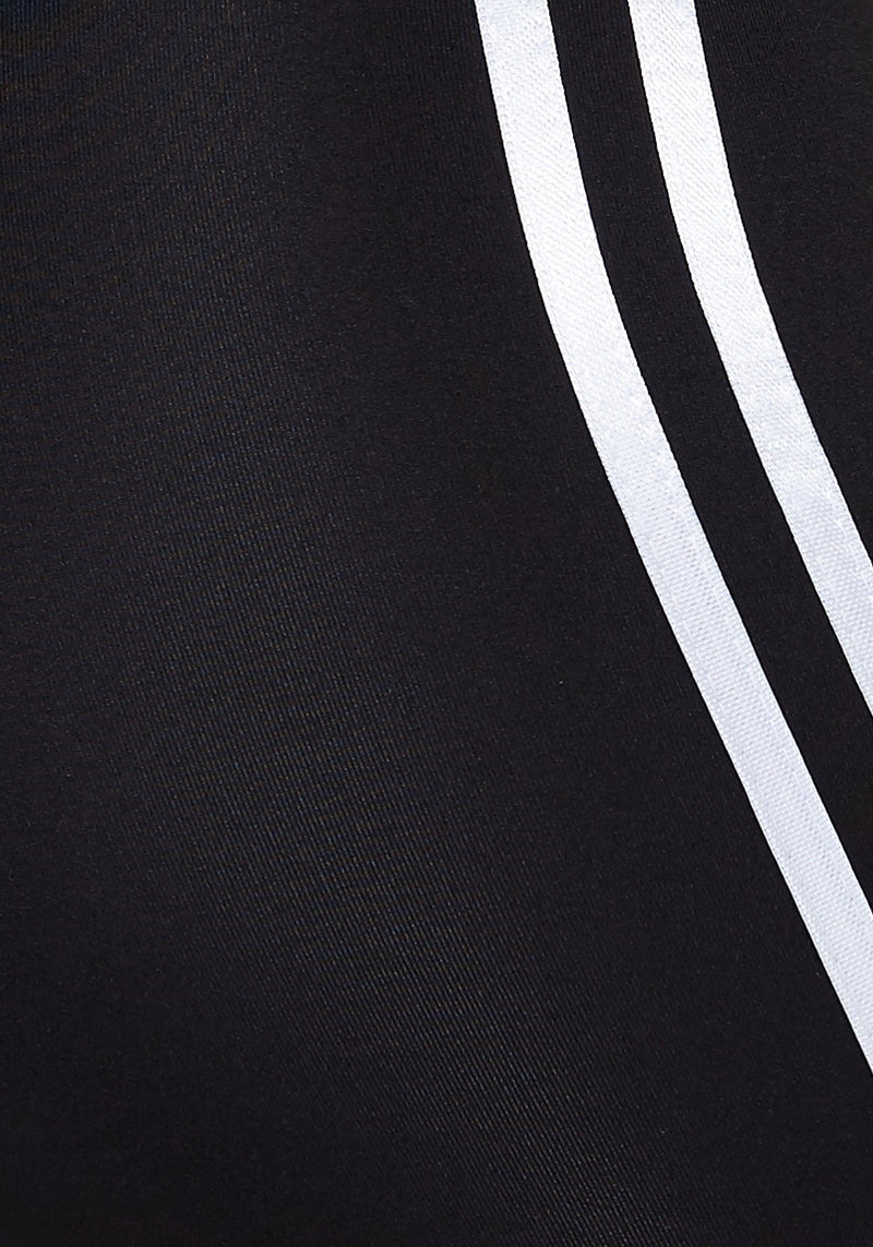 Detail of Black Double Side Stripe Slogan Leggings