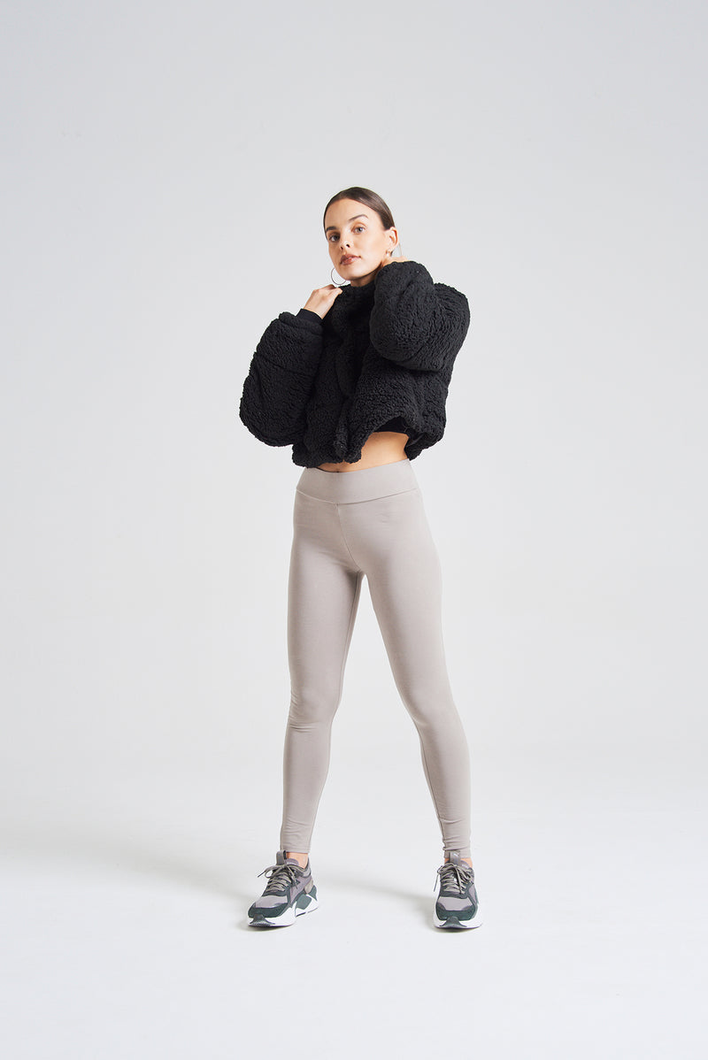 fasheon Grey Classic High Waisted Cropped Leggings