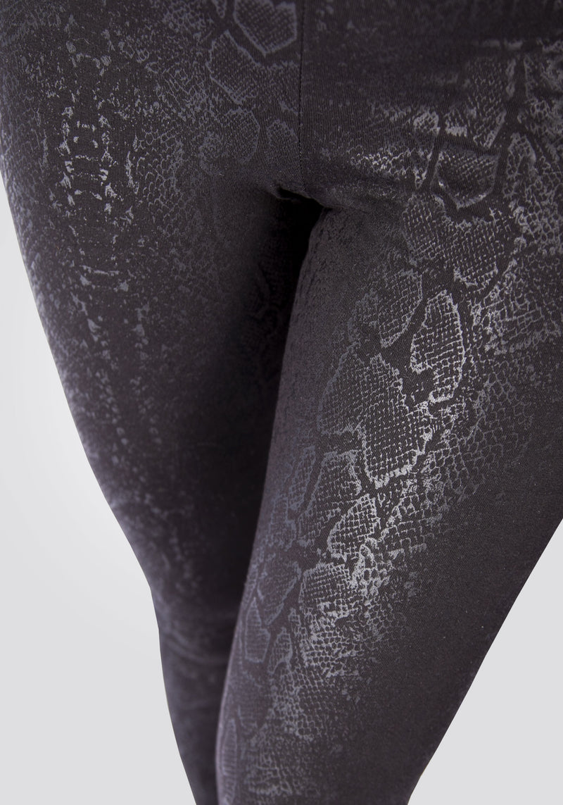 Men's Black Snakeskin Print Leggings - Leggings For Men - Body Aware