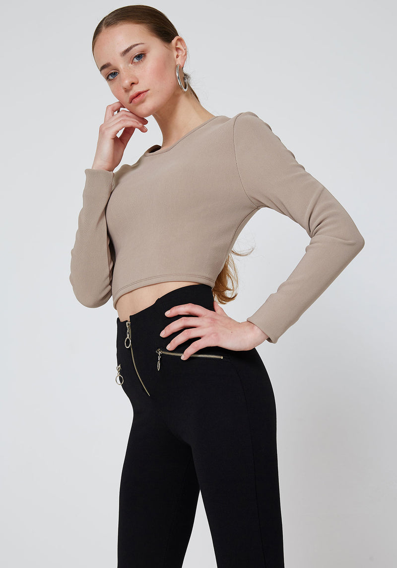 Black Double Side and Front Zip detail High Waisted Leggings for Daily Wear