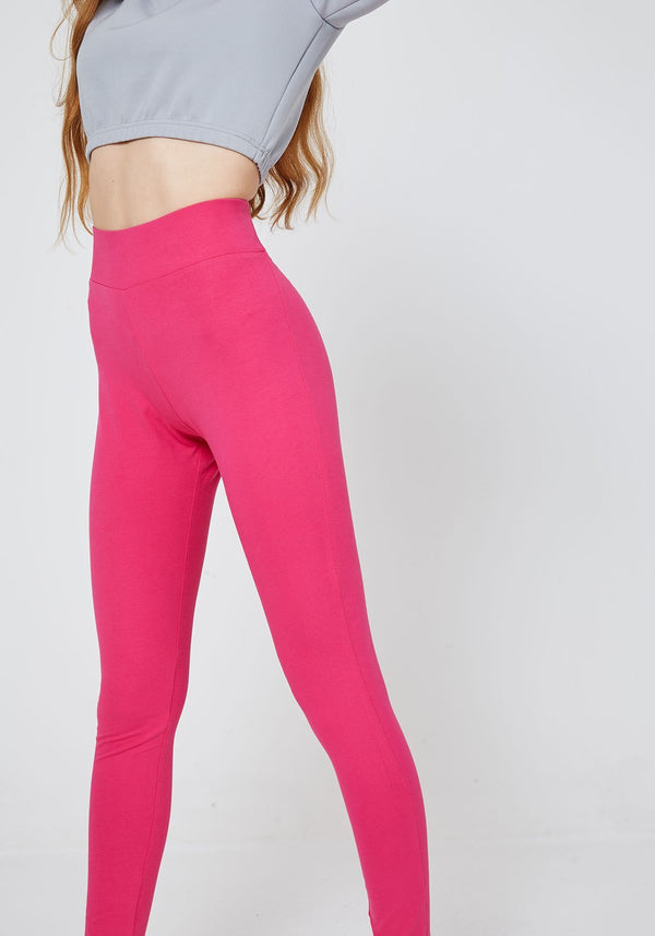 Side Detail of Pink Classic High Waisted Slogan Leggings