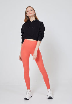Front Look of Orange Classic High Waisted Slogan Leggings