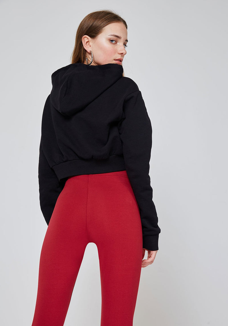 Back Detail of Red Classic High Waisted Slogan Leggings